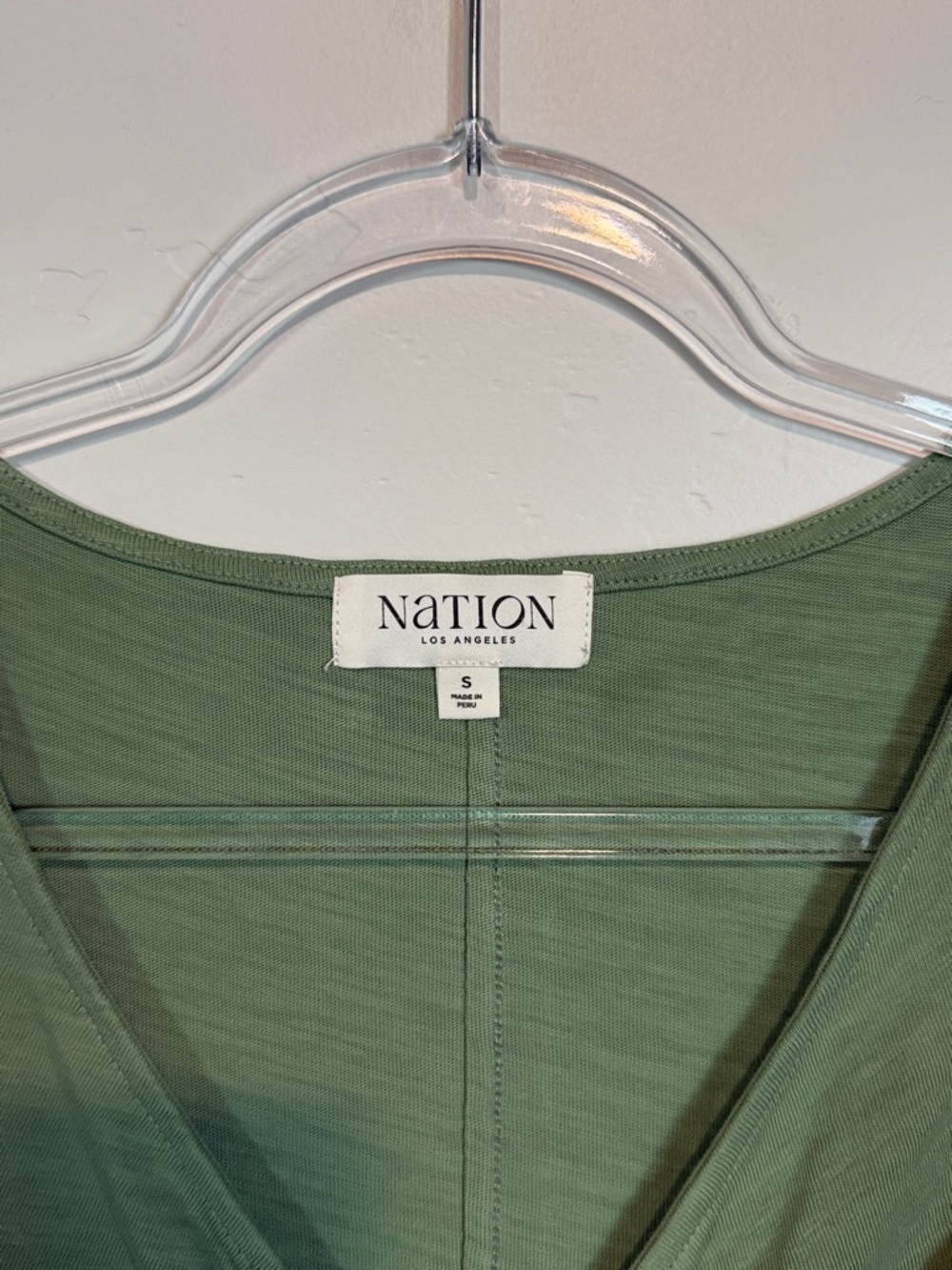 Nation LTD Green Ruched Front Midi Dress Sleeveless Cotton Flattering Fit - Picture 2 of 6